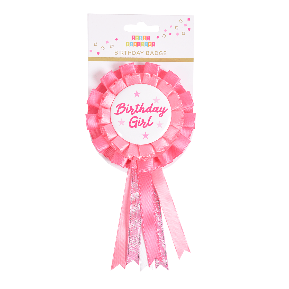 Pink Birthday Girl badge with paper glasses and wand from Cardmore for celebrating birthdays.